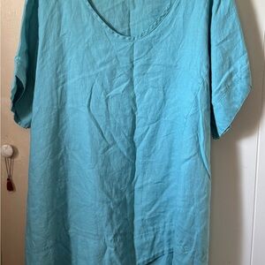 Flax Aqua Short Sleeve Tee